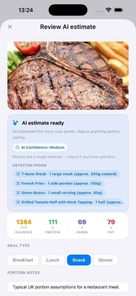 Photo meal logging
